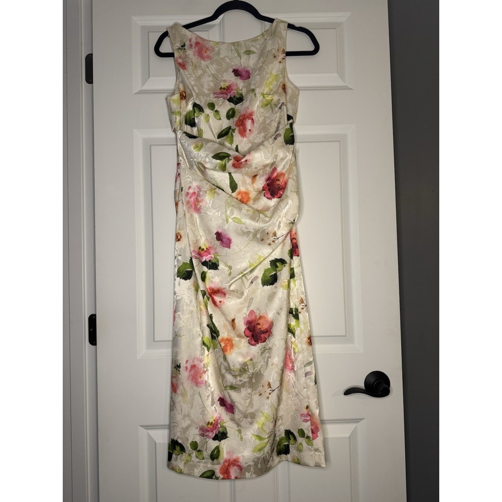 Eliza J Sleeveless Cocktail Dress Satin Multi Floral 6 Nwt 229